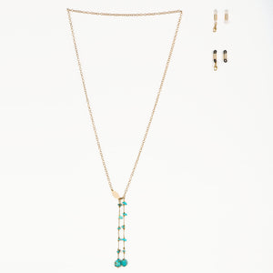 Tulum: necklace and glasses chain with turquoise Aulite