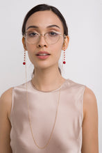 Load image into Gallery viewer, Lisbon: gold necklace and glasses chain with ruby root stones
